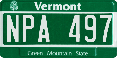 VT license plate NPA497