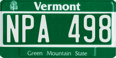 VT license plate NPA498