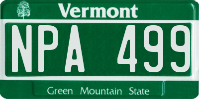 VT license plate NPA499
