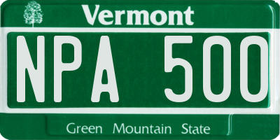 VT license plate NPA500