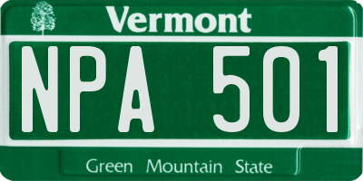 VT license plate NPA501