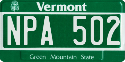 VT license plate NPA502