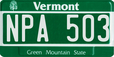 VT license plate NPA503