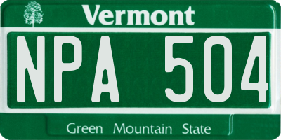 VT license plate NPA504