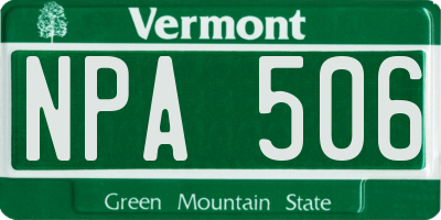 VT license plate NPA506