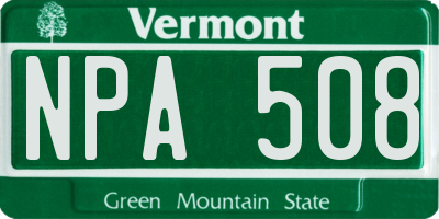 VT license plate NPA508