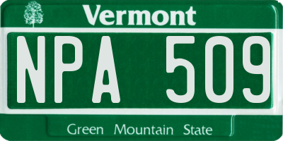 VT license plate NPA509