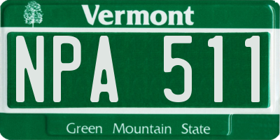 VT license plate NPA511