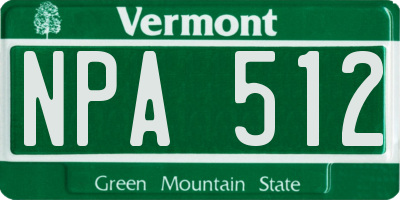 VT license plate NPA512