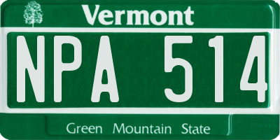 VT license plate NPA514