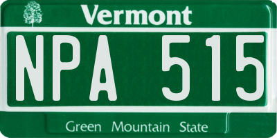 VT license plate NPA515
