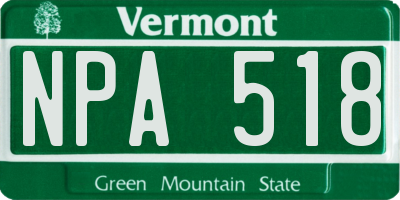 VT license plate NPA518