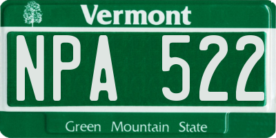VT license plate NPA522
