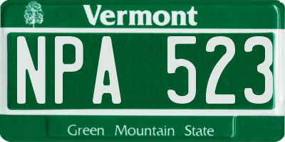VT license plate NPA523