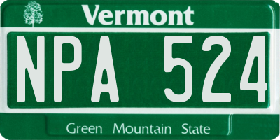 VT license plate NPA524