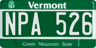 VT license plate NPA526