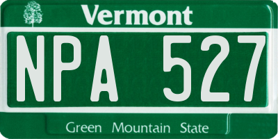VT license plate NPA527