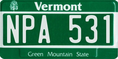 VT license plate NPA531