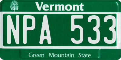 VT license plate NPA533