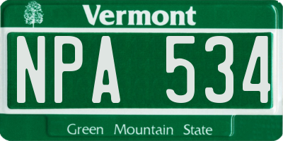 VT license plate NPA534
