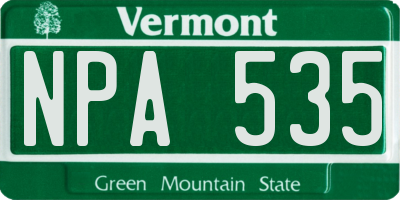 VT license plate NPA535