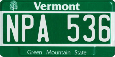 VT license plate NPA536