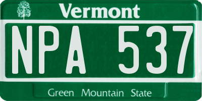 VT license plate NPA537