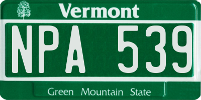 VT license plate NPA539