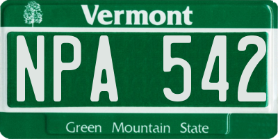 VT license plate NPA542