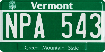 VT license plate NPA543