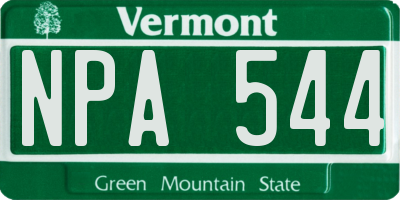 VT license plate NPA544