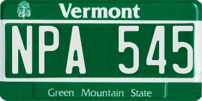 VT license plate NPA545