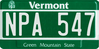 VT license plate NPA547