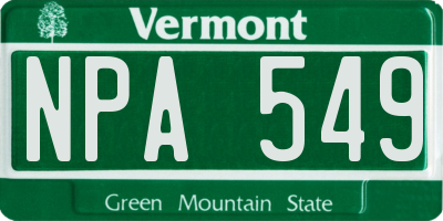 VT license plate NPA549