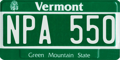 VT license plate NPA550