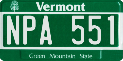 VT license plate NPA551