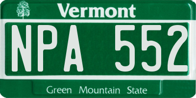 VT license plate NPA552