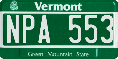 VT license plate NPA553