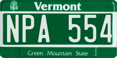 VT license plate NPA554
