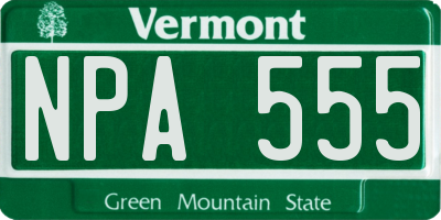 VT license plate NPA555