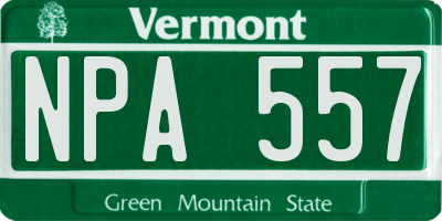VT license plate NPA557