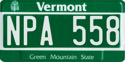 VT license plate NPA558