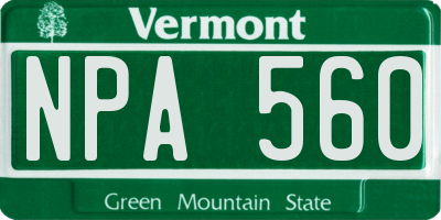 VT license plate NPA560