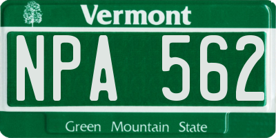 VT license plate NPA562