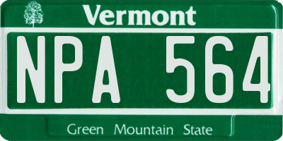 VT license plate NPA564