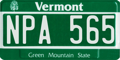 VT license plate NPA565