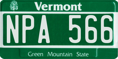 VT license plate NPA566