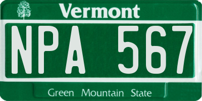 VT license plate NPA567