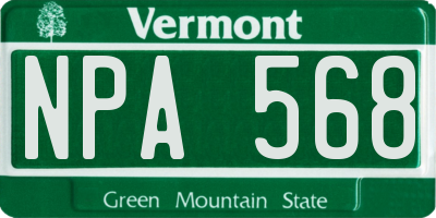 VT license plate NPA568