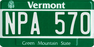 VT license plate NPA570